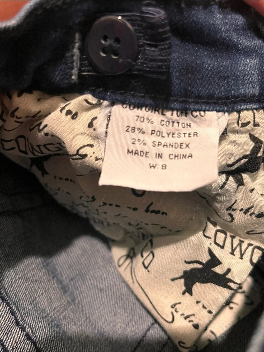 Cowgirl Tuff Dark Blue Flared Jeans with Multicolor Embroidered Horses Girls 8